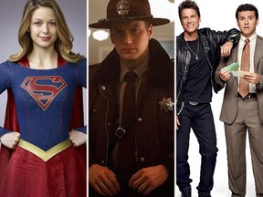 Melissa Benoist as Supergirl; Patrick Wilson as Lou Solverson in FX's Fargo; Rob Lowe and Fred Savage in The Grinder. (Handout photos)