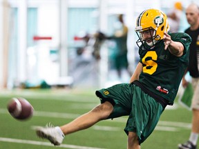 Sean Whyte went two-for-two on field goals Monday despite having only a couple of days' practice with the team before the Labour Day Classic. (Codie McLachlan, Edmonton Sun)