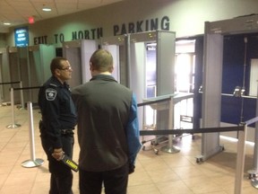 Metal detectors are unveiled at Rexall Place. (Edmonton Sun)