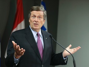 Mayor John Tory holds a media availability about the city’s review on the ground transportation industry - taxis and Uber - on Wednesday, September 9, 2015. (Veronica Henri/Toronto Sun)