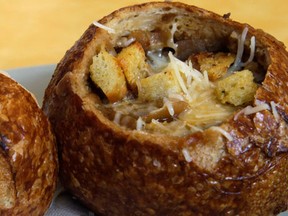 A Bistro French Onion Soup Bread Bowl at a Panera bread restaurant in New York. (AP Photo/Mary Altaffer, File)