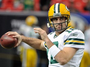 Aaron Rodgers and the Packers are 6.5 or seven-point favourites over the Bears. The line was at 4.5 when it opened. (AP)