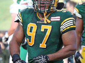 Before Monday's game against the Stampeders, Eddie Steele hadn't played on the offensive line since high school. (Perry Nelson, Edmonton Sun)