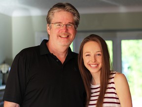 Paul and Emily Organ of Sarnia are a father-daughter duo walking in this Saturday's OneWalk fundraiser for Princess Margaret Cancer Centrel in Toronto. They're walking in memory of Emily's grandfather, who died from cancer before she was born. Handout/Sarnia Observer/Postmedia Network