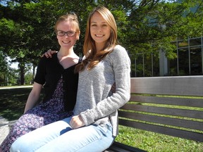 Molly Schoo and and Hannah Litchfield are speakers for jack.org, which helps young people talk about mental health issues. (KATE DUBINSKI, The London Free Press)