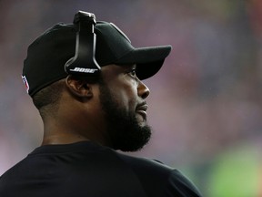 Pittsburgh Steelers head coach Mike Tomlin watches from the sideline in the second half of their game against the New England Patriots, in Foxborough, Mass., on Sept. 10, 2015. (AP Photo/Charles Krupa)