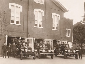 This early photograph of Sarnia firefighters is part of the research the Sarnia Historical Society has gathered for a book being researching about the city's fire history. The society has asked local residents to contribute stories, photos and artifacts they may have connected to the city's fire service. (Handout/Sarnia Observer/Postmedia Network)