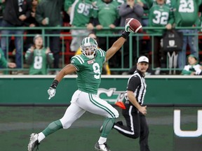 Saskatchewan Roughriders’ Nic Demski returns a punt for a touchdown last Sunday in the Labour Day Classic in Regina.