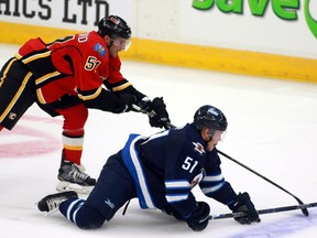 The Jets fell to the Flames in the first Young Stars game. (JEFF BASSETT/Canadian Press)