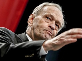 Jean Chretien celebrates the 50th birthday of the Canadian flag at the University of Toronto - Mississauga campus on Feb. 15, 2015. (Dave Thomas/Toronto Sun/Postmedia Network)