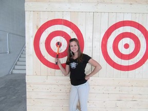 Professional axe thrower Kat Spencer is hoping her new indoor axe throwing venue will attract more people to the sport. FACEBOOK PHOTO SUPPLIED