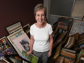 Art from the Attic co-chair Laurel Garvie stands in one of four rooms full of donated art in a Transcona office space on Thu., Sept. 10, 2015. Organized by Grands 'N' More Winnipeg in support of the Stephen Lewis Foundation, Art from the Attic will have 1,500 piece available for sale at the Sept. 20 event at the Crescentwood Community Centre. (Kevin King/Winnipeg Sun/Postmedia Network)