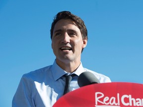 Liberal Leader Justin Trudeau makes an announcement in downtown Vancouver, B.C., on Thursday, September 10, 2015. THE CANADIAN PRESS/Jonathan Hayward