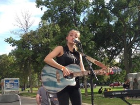 Singer/songwriter Ila Barker performs during ManyFest downtown on Saturday afternoon. (Downtown Biz)