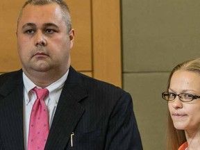 In this May 13, 2015 file photo, Angelika Graswald, right, stands in court with Michael Archer a forensic scientist, as her attorneys ask for bail and to unseal the indictment against her during a hearing, in Goshen, N.Y.  In a video obtained by CBS’s “48 Hours,” Graswald, who is charged with killing her fiancé by sabotaging his kayak on New York’s Hudson River, tells a detective in video of her interrogation that she wanted her husband-to-be dead. (Allyse Pulliam/Times Herald-Record via AP, Pool, File)