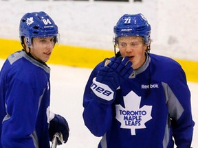 Toronto Maple Leaf rookies Kasperi Kapanen and Mitch Marner at the MasterCard Centre in Toronto on Thursday, September 10, 2015. (Dave Thomas/Toronto Sun/Postmedia Network)