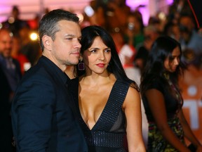 Matt Damon and his wife, Luciana Barroso, on the red carpet for movie The Martian during the Toronto International Film Festival on Friday September 11, 2015. (Dave Abel/Toronto Sun)