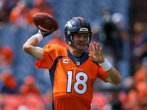 Peyton Manning had a rough outing with the Broncos on Sunday afternoon, but his team still managed to pull out with win. (GETTY IMAGES/PHOTO)
