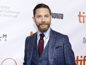 Tom Hardy attends the world premiere for "Legend" on day 3 of the Toronto International Film Festival, Saturday, Sept. 12, 2015, in Toronto. (Photo by Tony Felgueiras/Invision/AP)