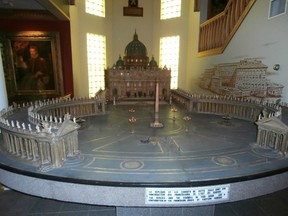 For the last 31 years the Popes' Museum in the small northern New Brunswick village of Grande-Anse has been the only museum in North America dedicated to the papacy - but that's about to change. It will become a founding cultures museum. This large model of St. Peter's Basilica, shown on Aug.16, 2015, will remain. THE CANADIAN PRESS/Kevin Bissett