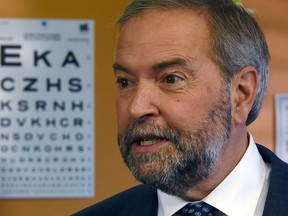 NDP Leader Tom Mulcair made a campaign stop at Mid-Main Community Health Centre in Vancouver, B.C. on Monday. (THE CANADIAN PRESS/Sean Kilpatrick)
