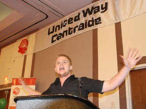 Cody Allan, who graduated from college thanks to help from Pathways to Education, addresses Friday's kick-off breakfast for this year's United Way campaign. (Michael Lea/The Whig-Standard)