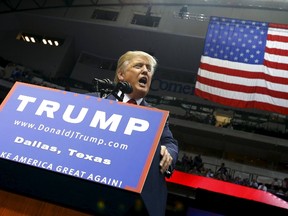 Republican presidential candidate Donald Trump speaks at a rally in Dallas, Texas, on Sept. 14, 2015. (REUTERS/Mike Stone)