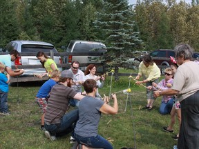 Approximately 60 people gathered at Hunta Mennonite Church for food, games and fellowship.