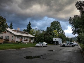 RCMP continue to hold the scene of a suspected homicide and child abduction in Blairmore, Ab., on Tuesday September 15, 2015. Mike Drew/Calgary Sun/Postmedia Network