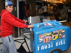 After his first summer selling ice cream out of his homemade cart at public events, Tristen Beehler is putting his ice cream and his cart away for the winter. GALEN SIMMONS/MITCHELL ADVOCATE