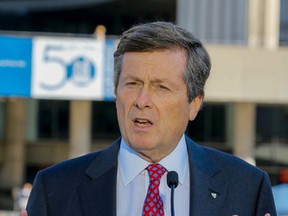 Mayor John Tory, announces at Nathan Phillips Square in Toronto that he will not be bidding on the Olympics, Tuesday September 15, 2015. (Dave Thomas/Toronto Sun)