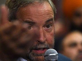 NDP leader Tom Mulcair makes a campaign stop in Calgary, Alberta on Tuesday, September 15, 2015.  THE CANADIAN PRESS/Sean Kilpatrick