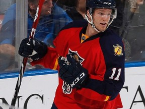 Panthers forward Jonathan Huberdeau signed a two-year contract on Thursday, one day before the team opens training camp. (Joel Auerbach/AP/Files)