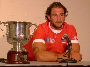 Canada's rugby captain Tyler Ardron, nursing a knee injury, will miss the team's Rugby World Cup opener Saturday against Ireland. (Neil Davidson/THE CANADIAN PRESS)