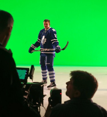 James van Riemsdyk gets some special video done as part of the opening of Toronto Maple Leafs training camp at the MasterCard Centre in Toronto on Thursday September 17, 2015. Michael Peake/Toronto Sun/Postmedia Network