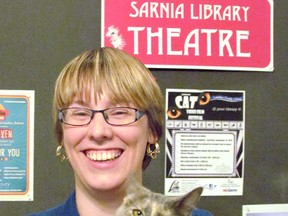 Lise Babcock, with the Sarnia Cat Video Film Festival, holds a friend name Tikka. This year's festival is set for Sept. 26, 1:30 p.m. to 4 p.m., at the Sarnia Library Theatre. Handout/Sarnia Observer/Postmedia Network