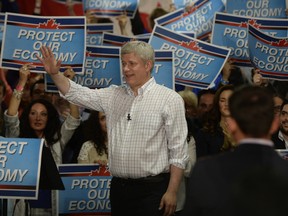 Conservative Leader Stephen Harper speaks during a rally in Calgary on Tuesday, Sept.15, 2015. THE CANADIAN PRESS/Ryan Remiorz