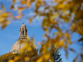 The roof of the Alberta Legislature building is seen from the grounds in Edmonton, Alta., on Thursday September 17, 2015. Fall colours have arrived in the Capital Region. Ian Kucerak/Edmonton Sun/Postmedia Network