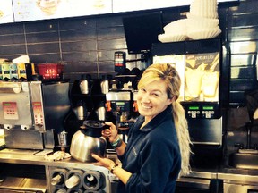 The Alzheimer Society of Huron County kicked off its annual Coffee Break initiative at McDonalds in Goderich and Exeter on Friday, September 18. Local residents and groups are invited to hold their own Coffee Break event throughout the fall. Here Alzheimer Society events coordinator Brittany Williams readies a pot of coffee. (Dave Flaherty/Goderich Signal Star)