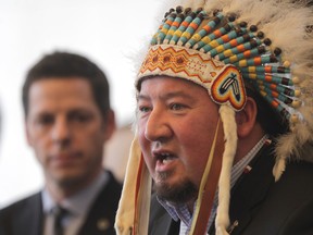 Derek Nepinak, Grand Chief of the Assembly of Manitoba Chiefs, stood with Mayor Brian Bowman eight months ago. But now he says he was excluded from the mayor's anti-racism conference. (Chris Procaylo/Winnipeg Sun file photo)