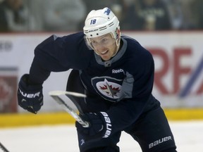Winnipeg Jets #18 Bryan Little on the ice during training camp Friday at the IcePlex.
