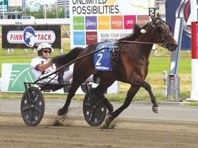 Pinkman, driven by Brian Sears, wins the Hambletonian in August. Pinkman is the favourite to win the Canadian Sporting Classic at Mohawk on Saturday. (AP)