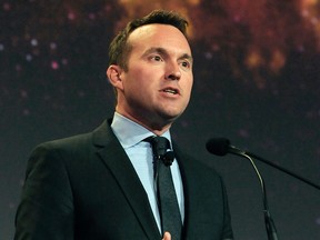 This photo provided by the U.S. Air Force shows Eric Fanning speaking at the 30th Space Symposium Corporate Partnership dinner May 20, 2014, in Colorado Springs, Colo. President Barack Obama is nominating longtime Pentagon official Eric Fanning to be the Army's new secretary. If confirmed, Fanning would be the nation's first openly gay leader of a military service. (Duncan Wood/U.S. Air Force via AP)