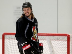 The Ottawa Senators took part in their second day of training camp at the Bell Sensplex on Friday Sept 18, 2015. Senators Erik Karlsson shown during on-ice testing Friday morning. (Tony Caldwell/Ottawa Sun)