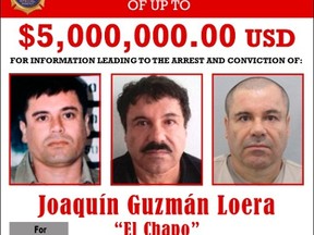 The U.S. Drug Enforcement Administration (DEA) wanted poster shows fugitive Mexican drug kingpin Joaquin "El Chapo" Guzman in this image made available in Washington August 5, 2015. REUTERS/The Drug Enforcement Administration (DEA)/Handout via Reuters