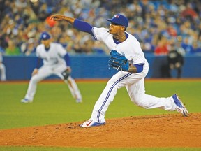Marcus Stroman delivers a pitch during last night's 6-1 win over the Red Sox at the Rogers Centre. (STAN BEHAL, Toronto Sun)