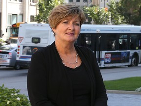 Coun. Janice Lukes stands outside city hall near Main Street on Fri., Sept. 18, 2015. The public works chairwoman said Winnipeg residents, and its city council, need to rethink priorities and put public transit toward the top of that list. (Kevin King/Winnipeg Sun/Postmedia Network)