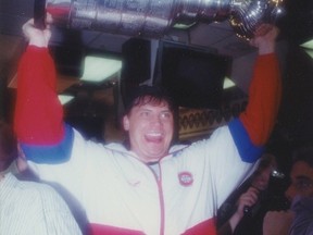 Todd Ewen holds the Stanley Cup after the Montreal Canadiens defeated the Los Angeles Kings in the 1993 Stanley Cup Finals. (Postmedia Network files)