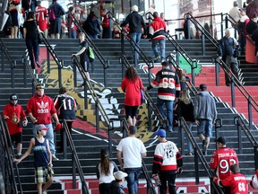 Hundreds of Ottawa Senators fans took part in Fanfest at Canadian Tire Centre in Ottawa Ontario Sunday Sept 20, 2015. Fans were invited to watch practice as part of their Fanfest Sunday. Tony Caldwell/Ottawa Sun/Postmedia Network