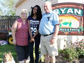 In the middle is Daradara Da Silva, from Brazil. Next to her are Joe and Mary Ryan, the couple are involved in a student exchange plan called the Win the World Program.(Shaun Gregory/Huron Expositor)